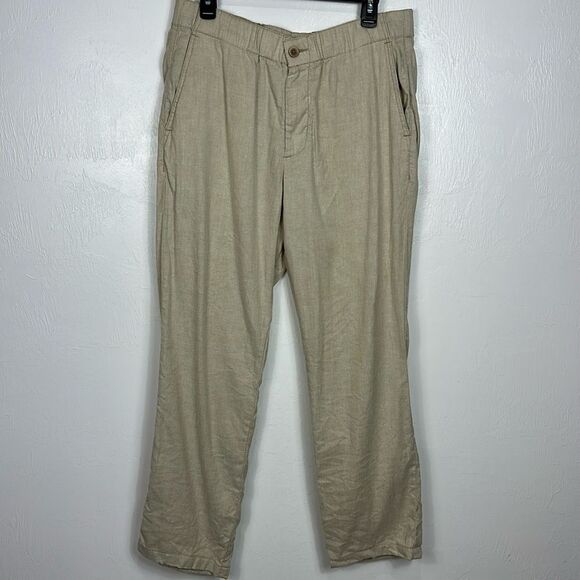 Tommy Bahama Linen Blend Straight Leg Pants In Sandbar Size L - Picture 2 of 10